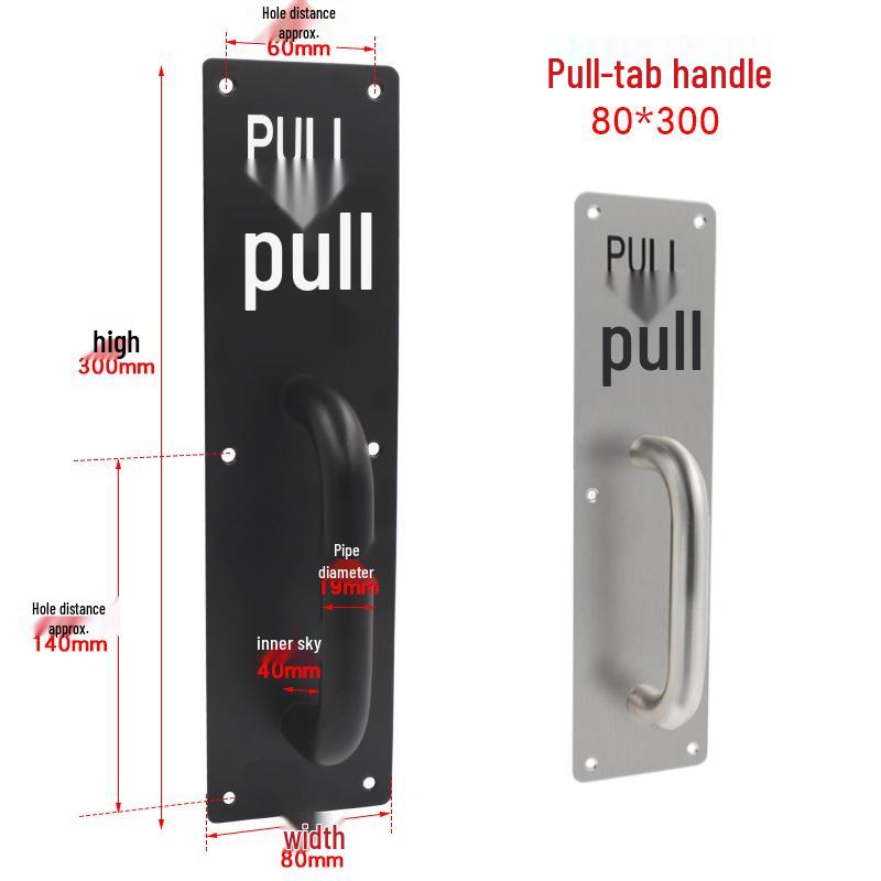 Stainless Steel Fireproof Door Pull Handle with Push-Pull Plate Indicator