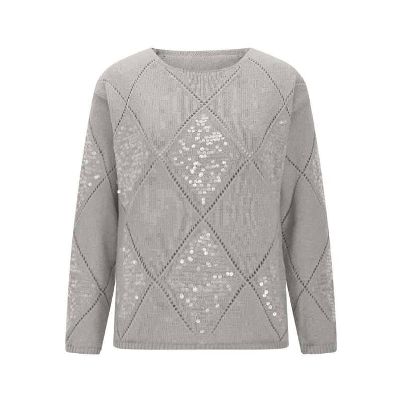 Women S European American Style Sequined Knitted Pullover Loose Fit Sweater