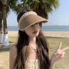 Women'S Summer New Fresh Beach Hat With Pearls Open Top Sun Hat Fashionable Raffia Straw Hat