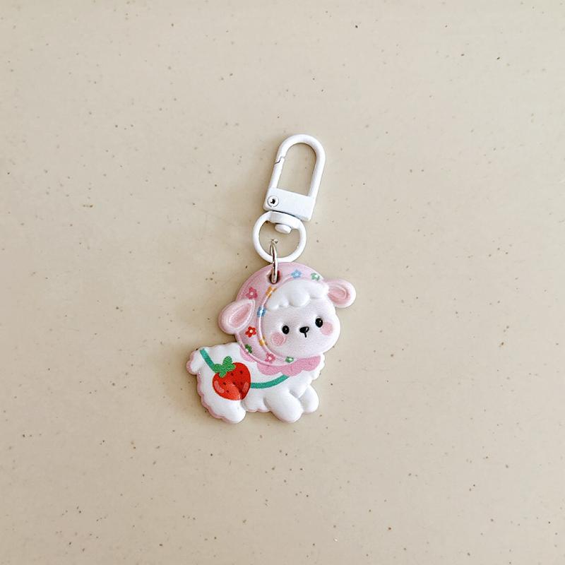 Cute Resin Sheep Keychain Animal Cartoon Funny Lamb Key Ring Creative Charm Bag Pendant Backpack Decoration