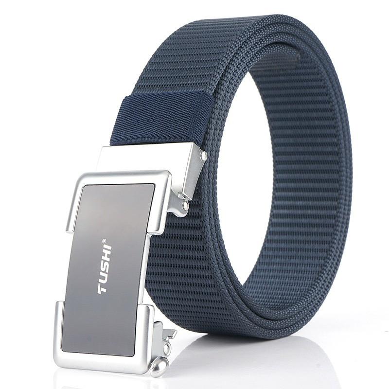 Canvas Jeans Men Belt Student Youth Korean Style Pants Casual Automatic Buckle Nylon