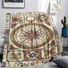 1Pc Compass Print Flannel Blanket, High Quality Comfortable for All Seasons, Home Decor, Warmth and Comfort, Perfect for Christmas Gifts W167