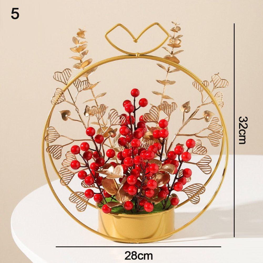 Red New Years Bonsai Pendants Foam+Plastic Artificial Red Berries Bonsai  New Years Supplies