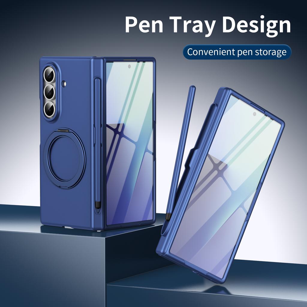 Luxury 360 Rotating Magnetic Phone Case For Samsung Z FOLD 7 6 5 4 3 Lens Protection Tempered Glass Film Drop Resistant Cover