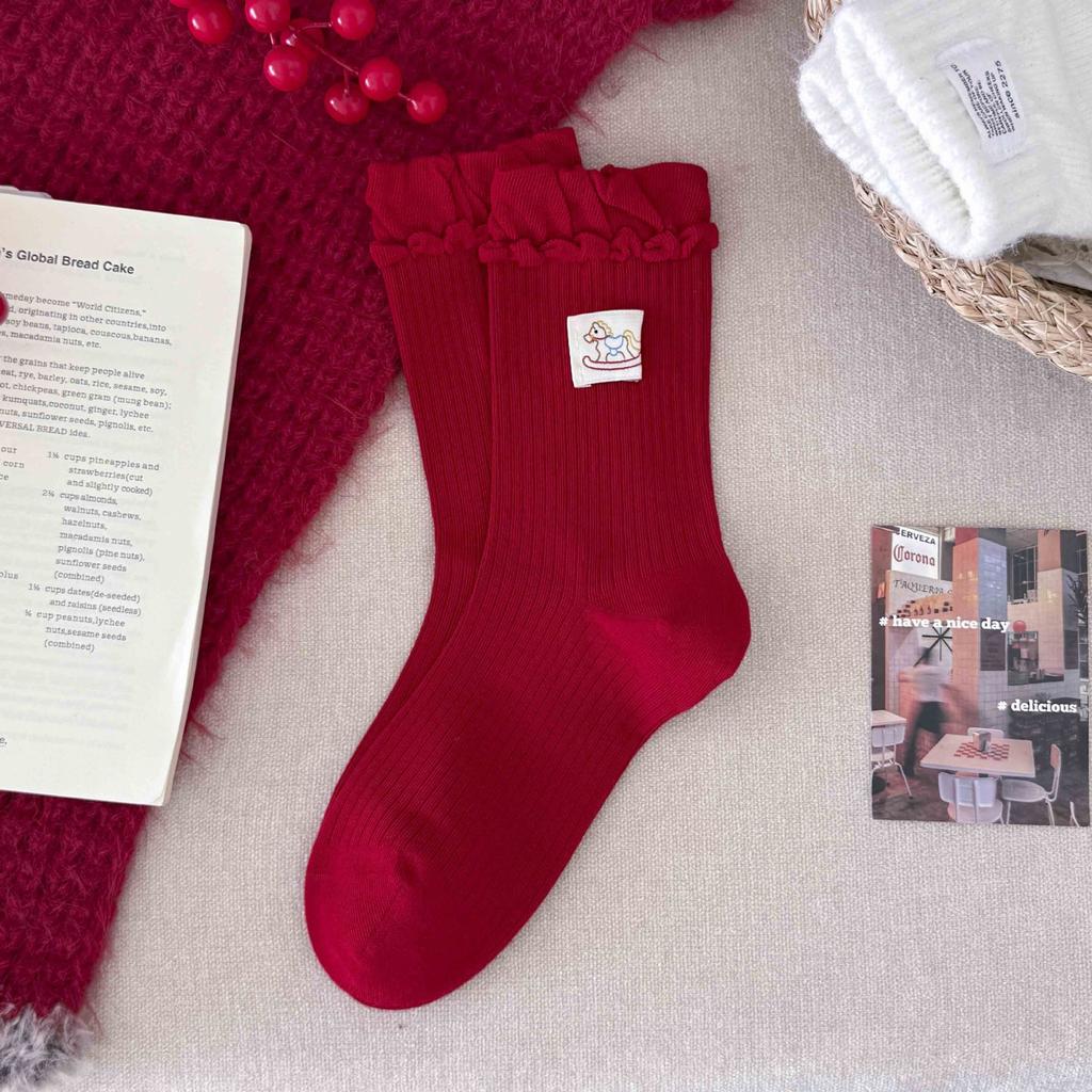 Rote Socken, Socken für das Jahr des Pferdes, Saison, Rote Haufen Baumwollsocken, Rote Socken, Und Rote Socken