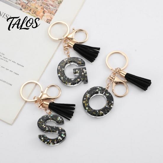 A-Z Charm Keychain Pendant, Sequins Star Letter with Tassel, Alphabet Initial Metal Keyring for Handbag Backpack Bag Pendant Key Holder