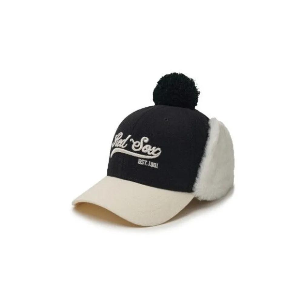 [MLB] Детская кепка JQT 7AWMV0146-43BKS Varsity Color Block Melton с помпоном и ушками Boston Red Sox F4
