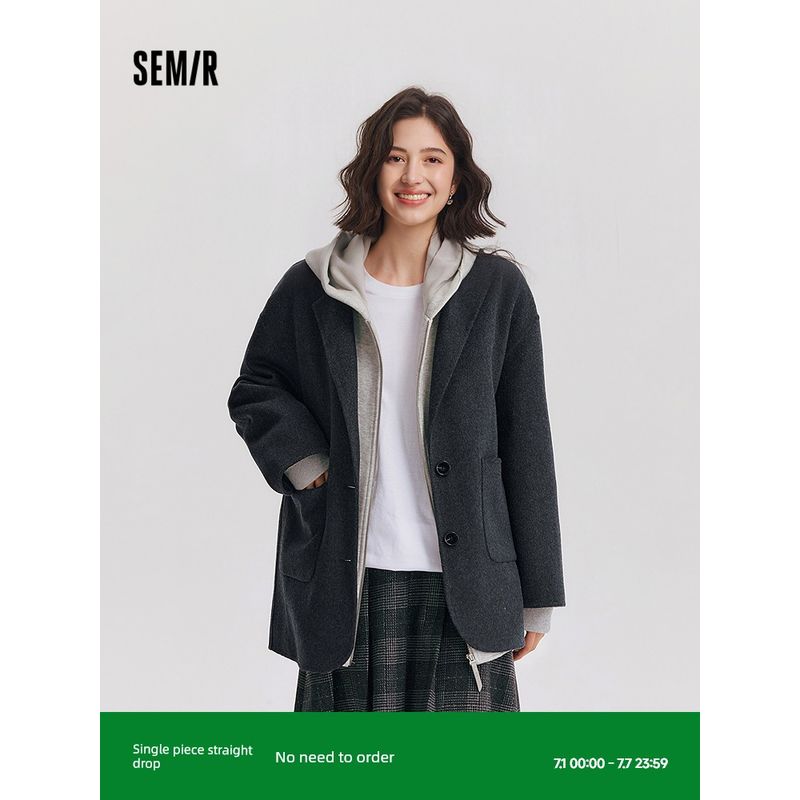 

Верхняя одежда Senma Женская одежда поздней осени Рабочая одежда Утепленный шерстяной костюм Легче всего сочетать Свободное пальто 2024 Зима Новое поступление Куртка White 00311 170/92A/XL