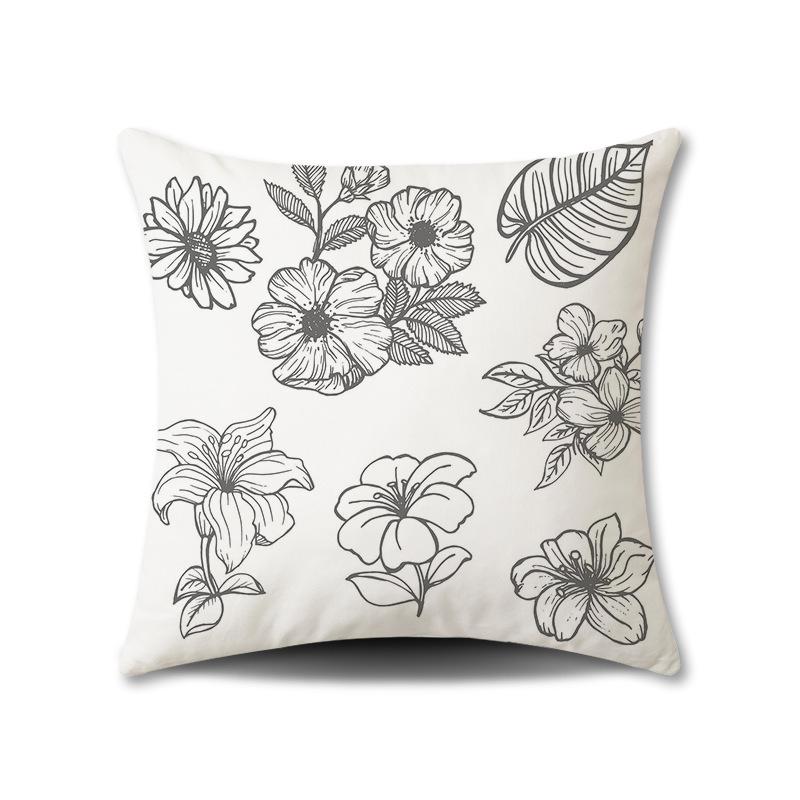 Spring Flower Print Pillow Cover for Home Living Room Sofa Cushion Cover Linen Print Cushion Cover