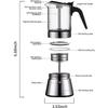 Moka-Induktionsherd-Espressomaschine mit Druckventil, Kristallglasplatte und Esprosso-Moka-Kanne aus Edelstahl, klassische italienische Kaffeemaschine