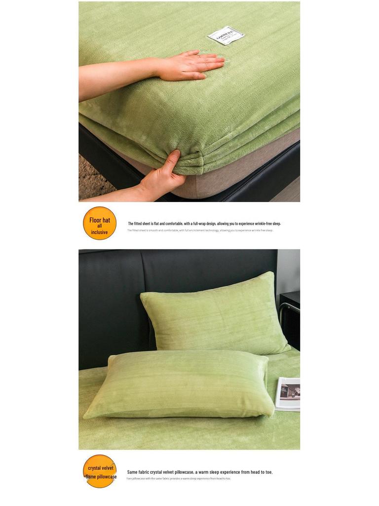 G5Z Milk Velvet Fitted Single Bed Sheet & Mattress Cover - Warm Winter Dorm Protector