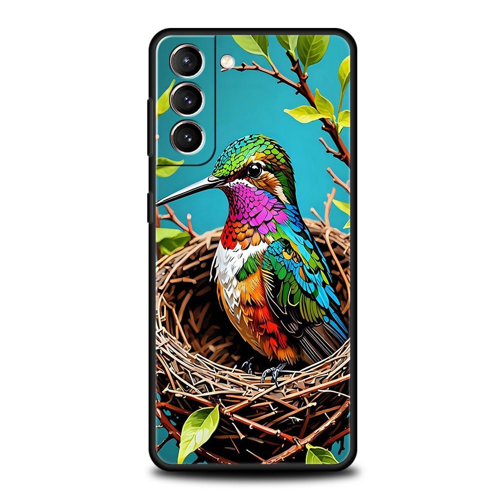 

Hummingbird Phone Case For Samsung Galaxy S26 Ultra S25 Plus S24 FE S23 S22 5G S21 S20 Cover Black Soft Samsung S23 FE