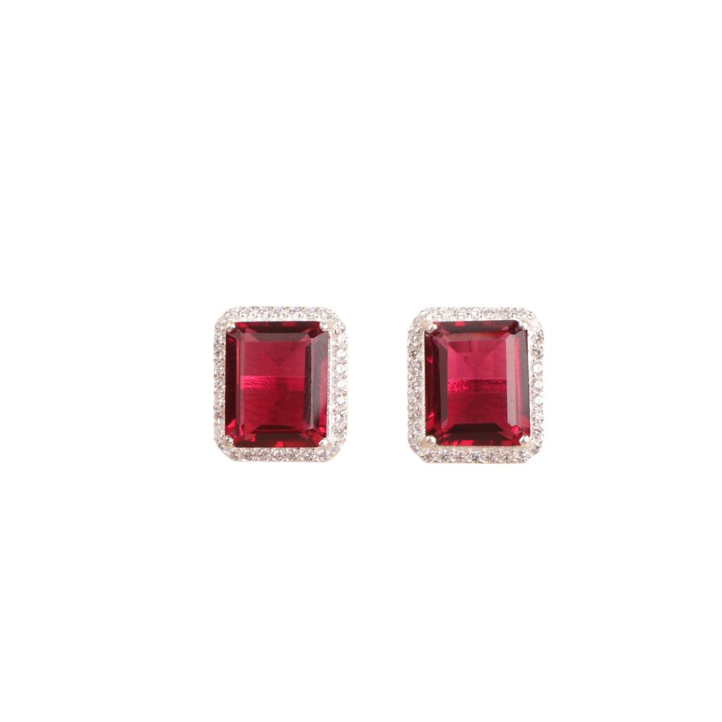 Pink Rubellite Gemstone 925 Solid Silver Jewelry Zircon Studs 0.57" Gift For Her CZE-6-4