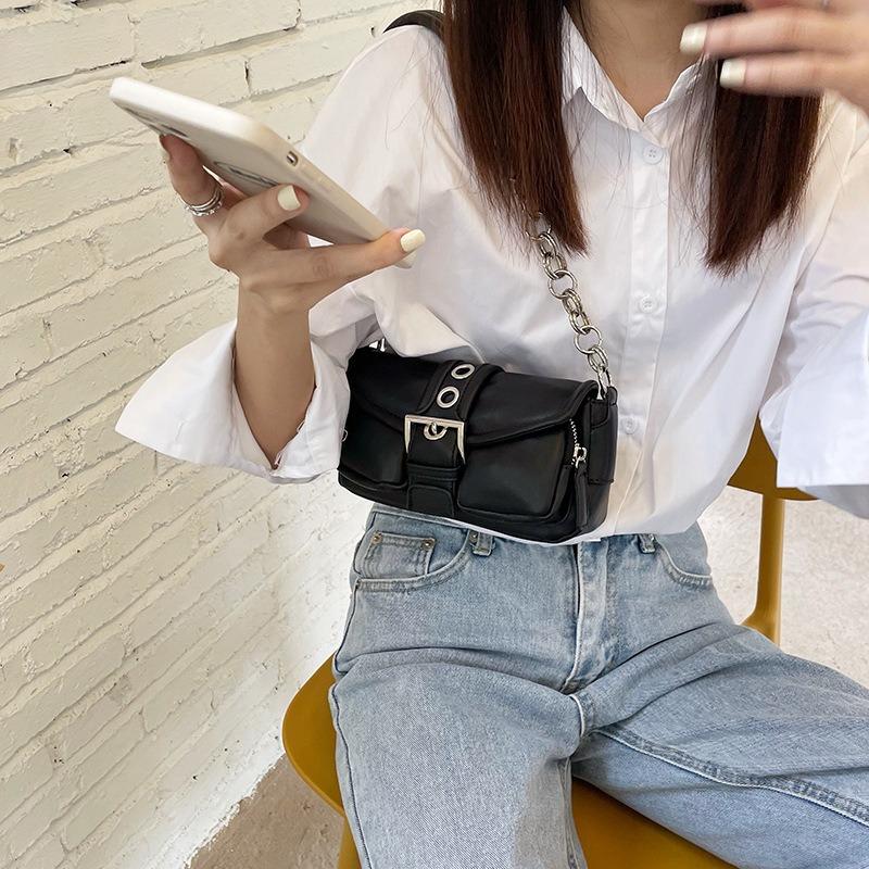 Fashion Simple Retro Round Chain Underarm Bag New Trend Baguette Crossbody Small Bag Commuter Bag Shoulder Bag