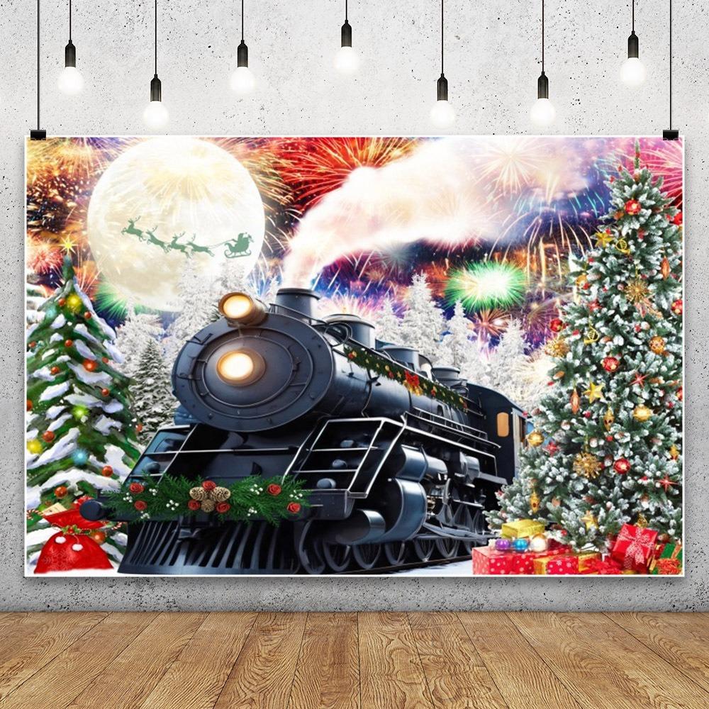 Christmas Snow Barn Door Family Party Holiday Birthday Party Photography Background Hanging Cloth