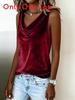 Polyester Velvet Sleeveless Vneck Tank Top For Summer Casual Wear