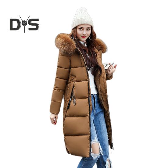 

Зимняя женская хлопковая куртка с меховым капюшоном, длинными рукавами, карманами, сохраняющая тепло, длиной до колена, на молнии, стеганое пальто, однотонная ветрозащитная верхняя одежда, парка XXXL коричневый