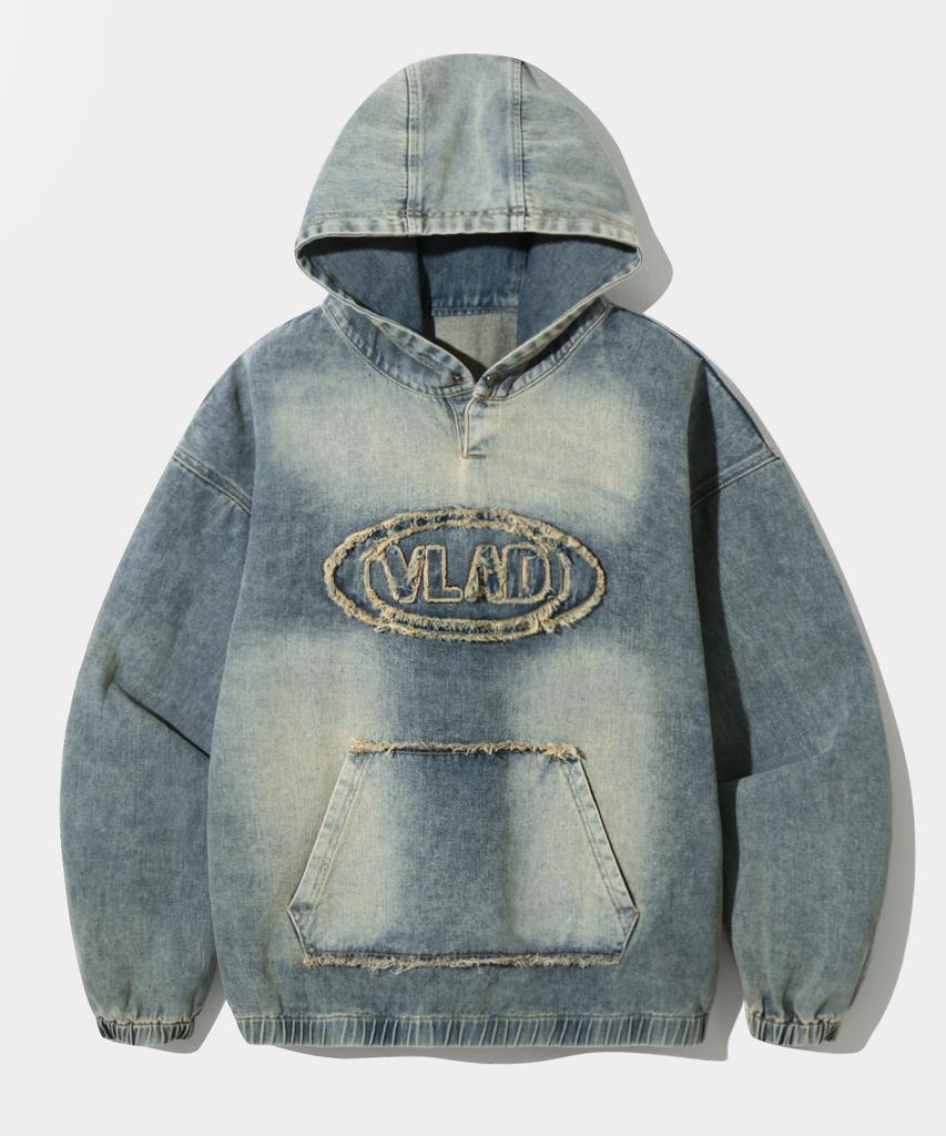 Vlad Denim Applique Hoodie_Dust Indigo