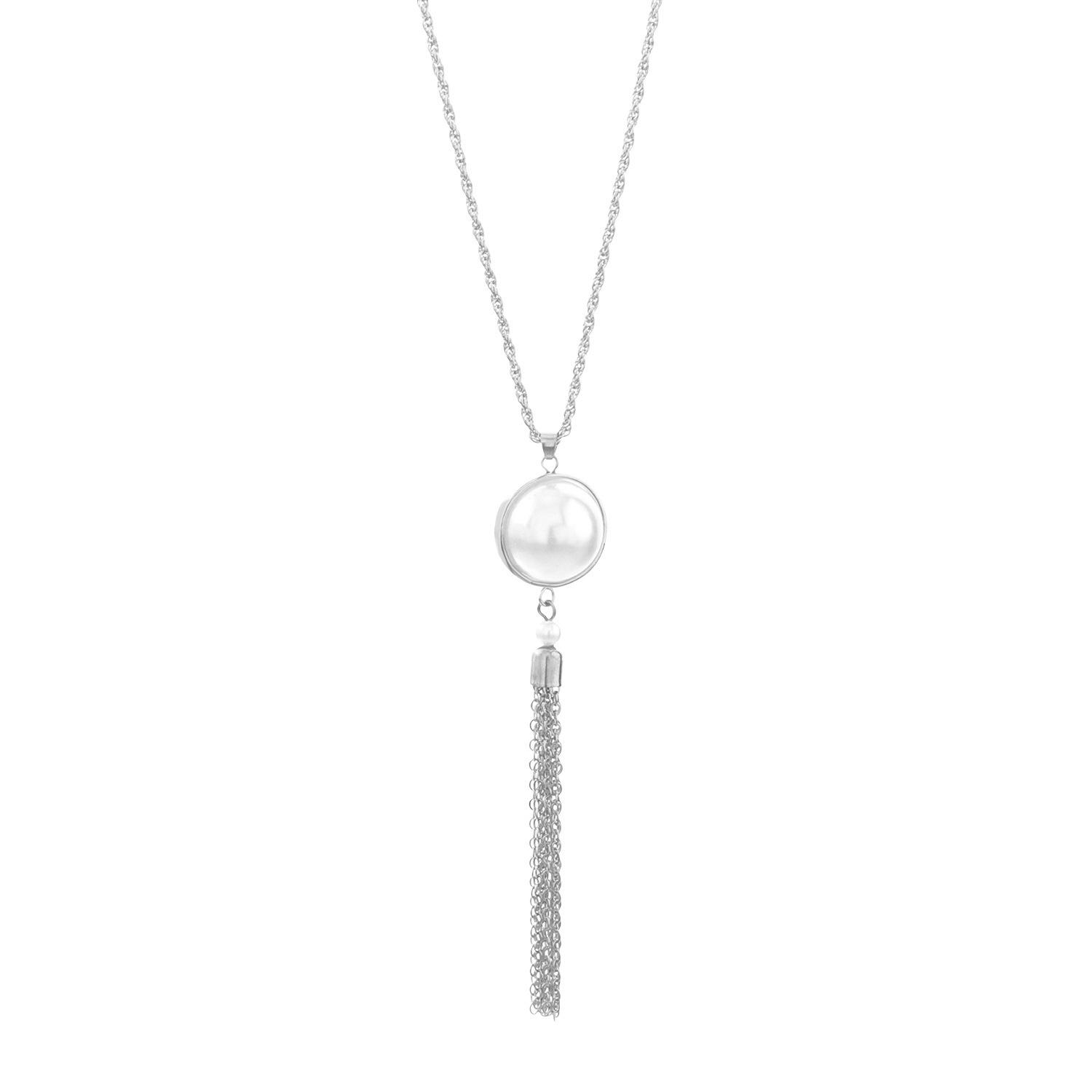 

European and American jewelry, simple knotted tassel long necklace sweater chain, popular pearl women s pendant