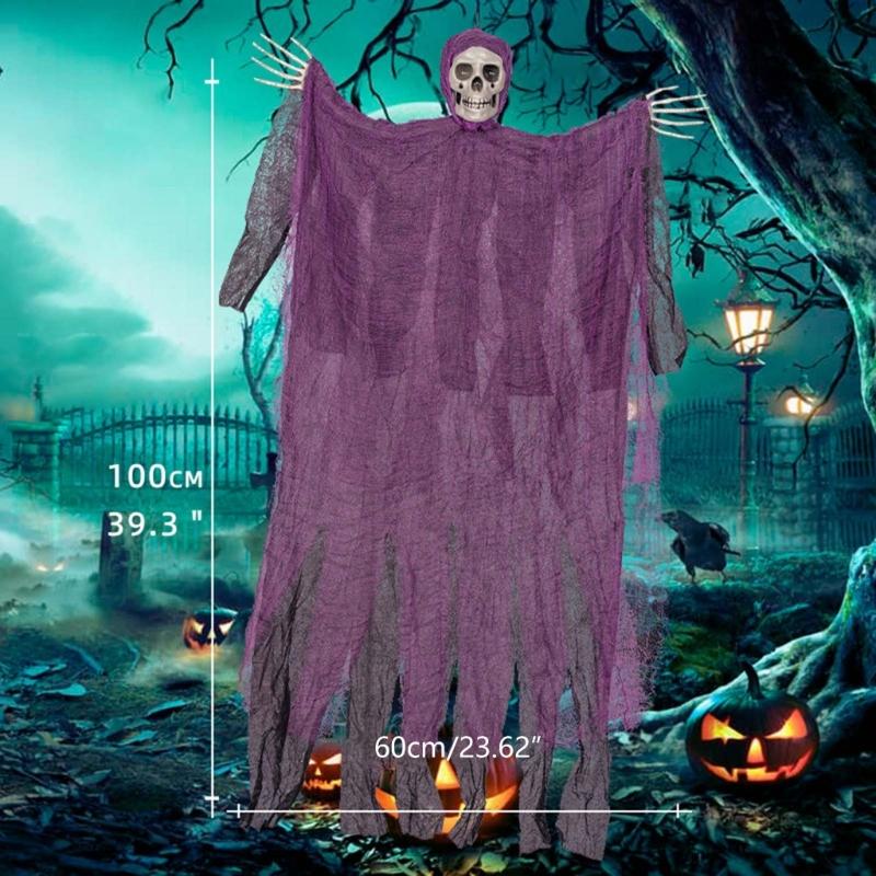 Scary Halloween Skull Hanging Ghost Party Decoration Creepy Skull Ghost Pendant for Halloween Themed Parties