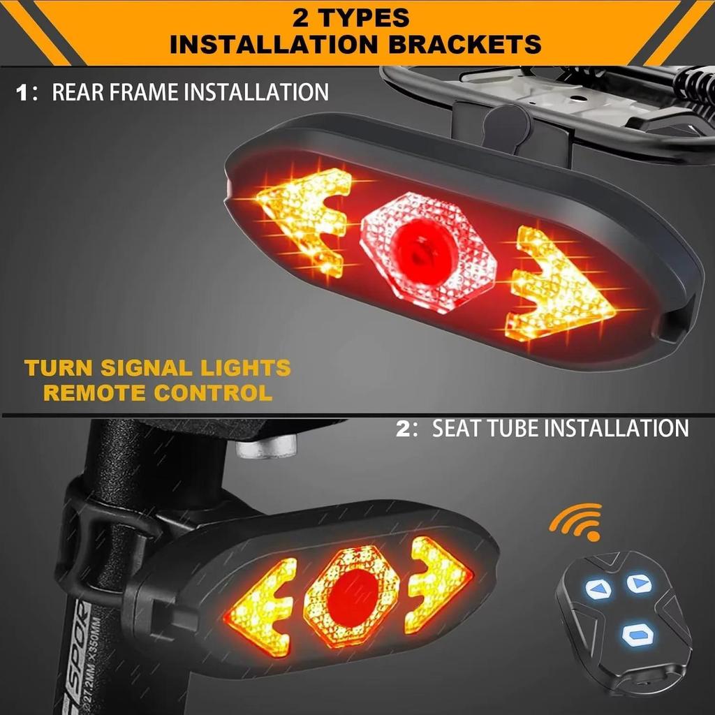 Turn Signals Bicycle Tail Light Wireless Remote Control USB Bike Rear Light MTB Road Taillight with Bike Horn  Bike Accessories