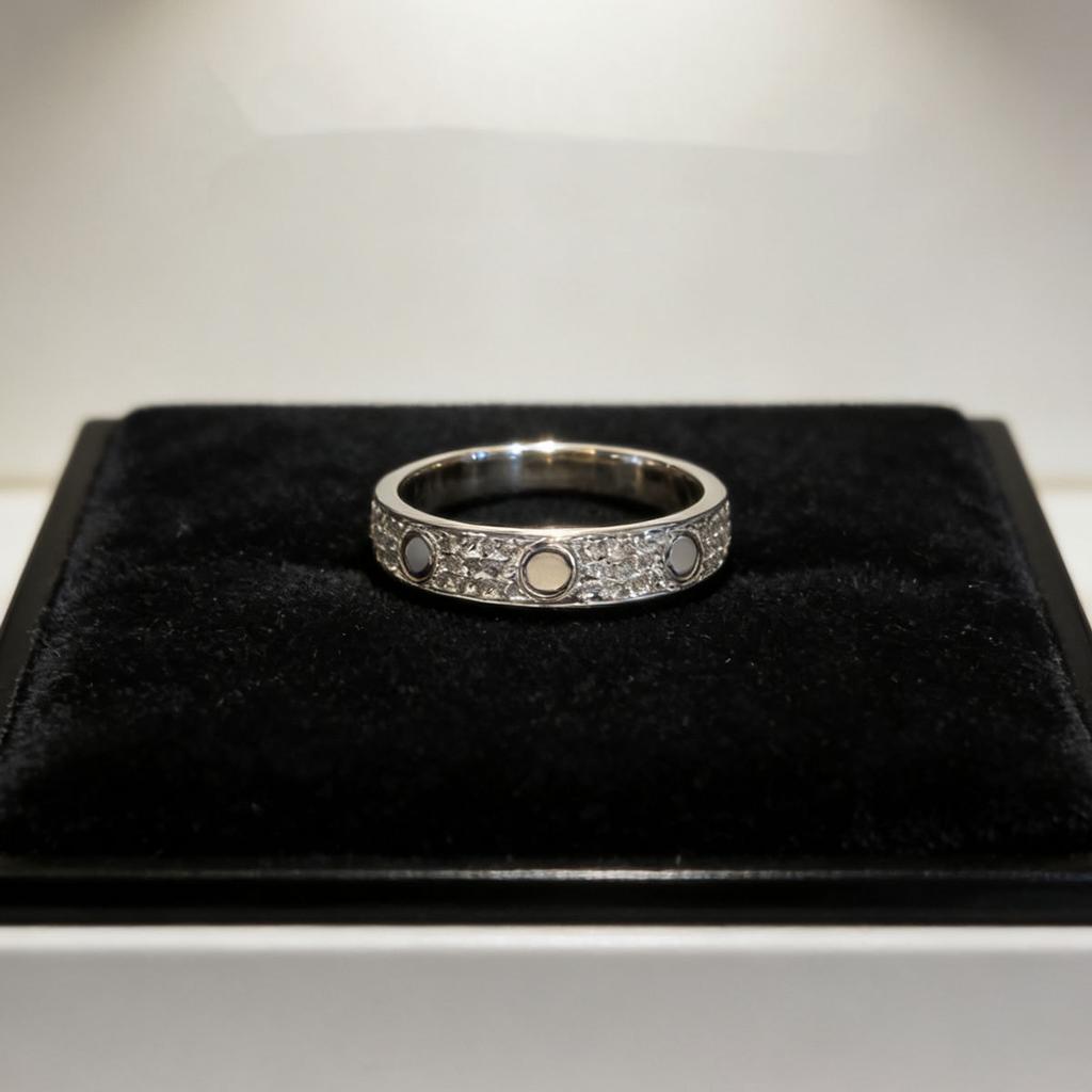 Three Diamond Starry Love Narrow Screw Couple Ring Ring