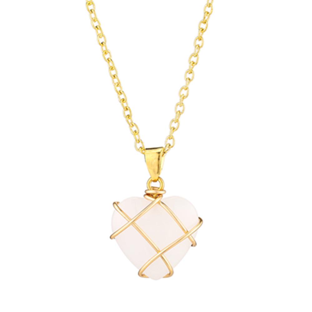 Crystal Heart Necklace with Natural Colored Gemstone Pendant - DIY Wire-Wrapped Heart Shape
