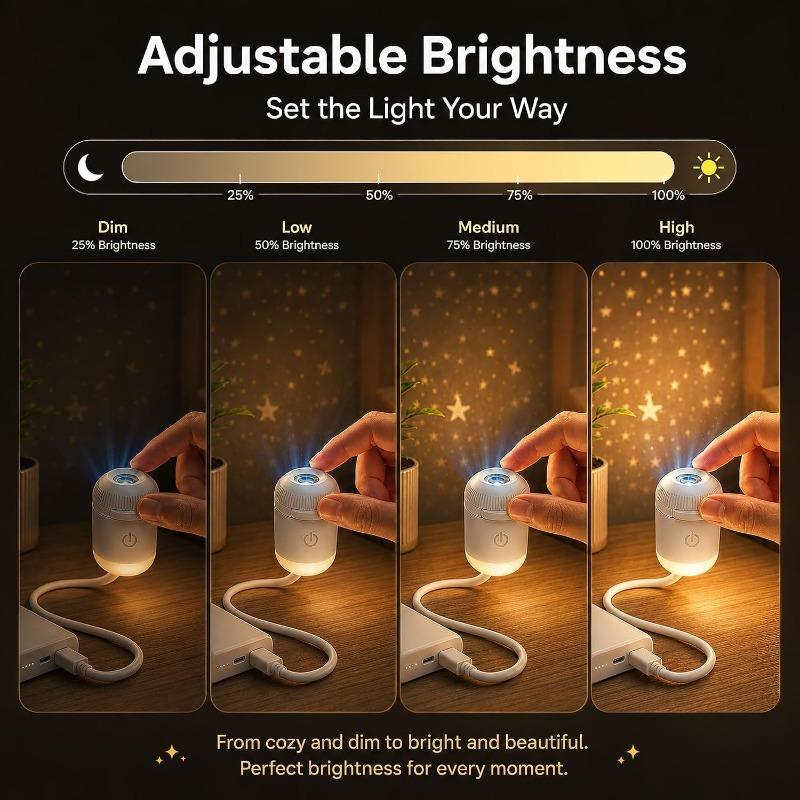 2-in-1 Galaxie Projektor Nachtlicht USB LED Sternenhimmel Lampe 360° Drehung Einstellbare Helligkeit für Schlafzimmer Decke Raum Auto Dekoration