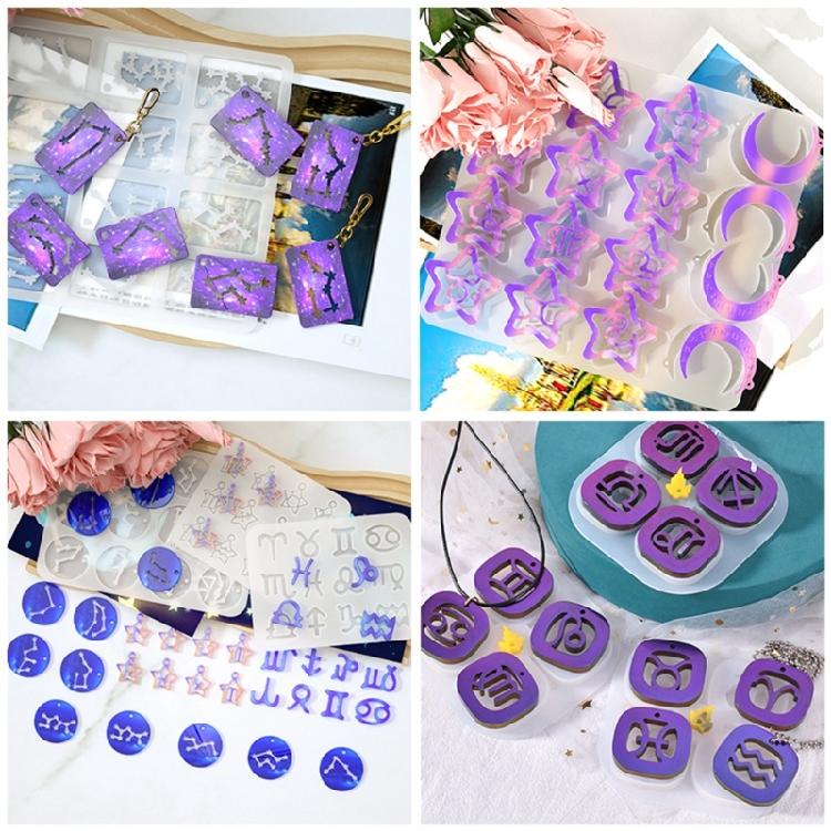 Astrological Silicone Mold For Handcrafted Necklace Charm Heat Resistant Zodiacs Charm Keychain Pendant Mould