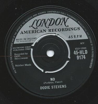 7-Zoll Schallplatte DODIE STEVENS - No / A-Tisket A-Tasket 45HLD9174 London Records, 1960 UK Pop Gebraucht