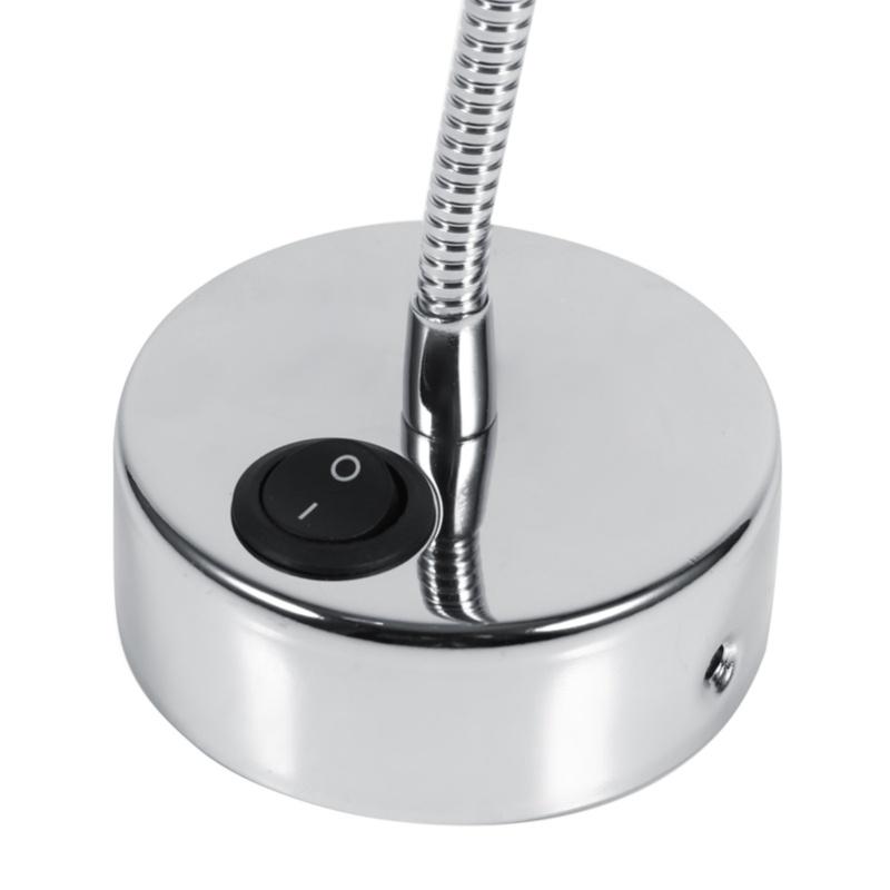 Silver LED Wall Lamps Flexible Gooseneck Bedroom Bedside Reading Light