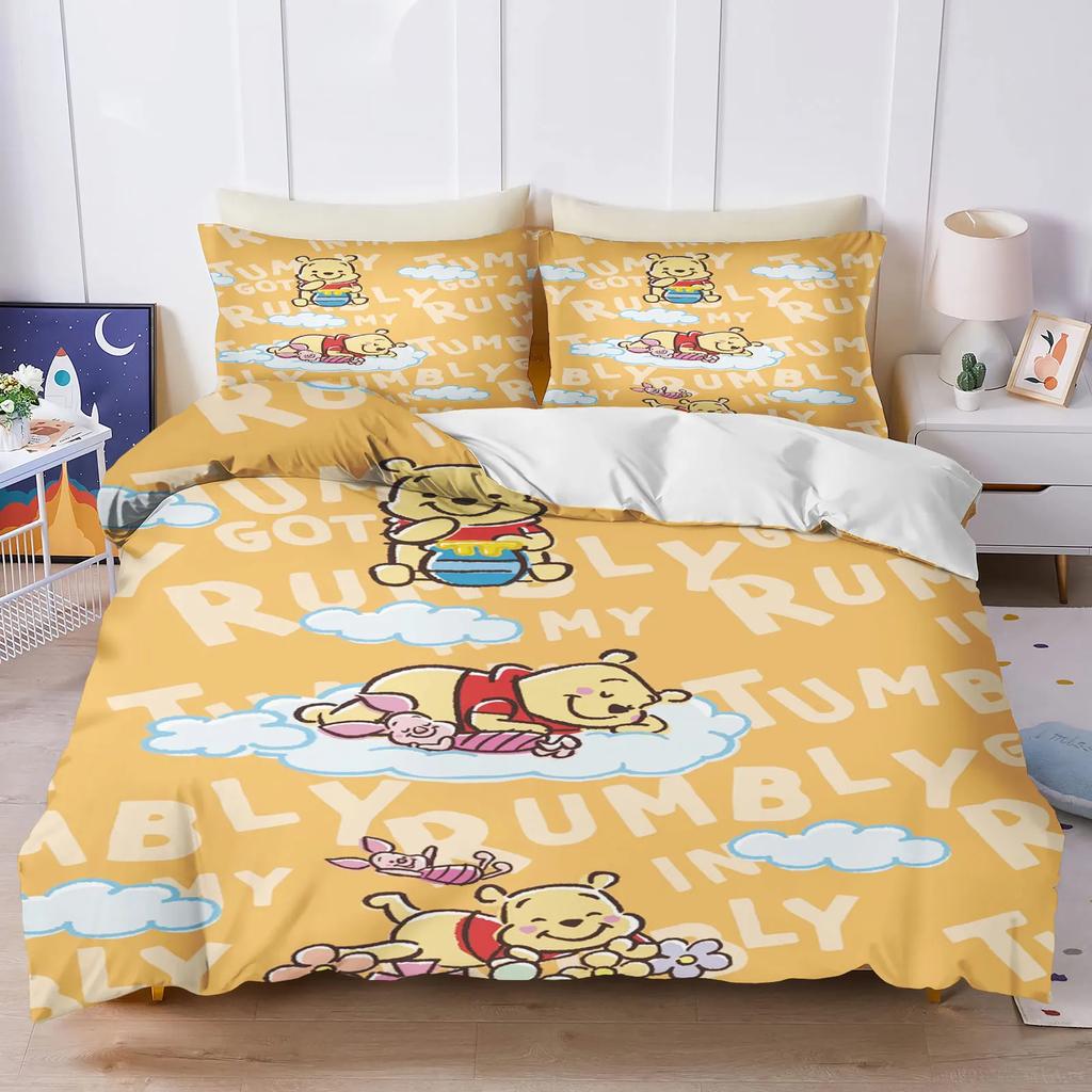 Winnie The Pooh Comforter Bedding Sets Quilt Cover Bed Cover Duvet Cover Pillow Case 2-3 Pieces Sets Kids Adult Size Home Decor