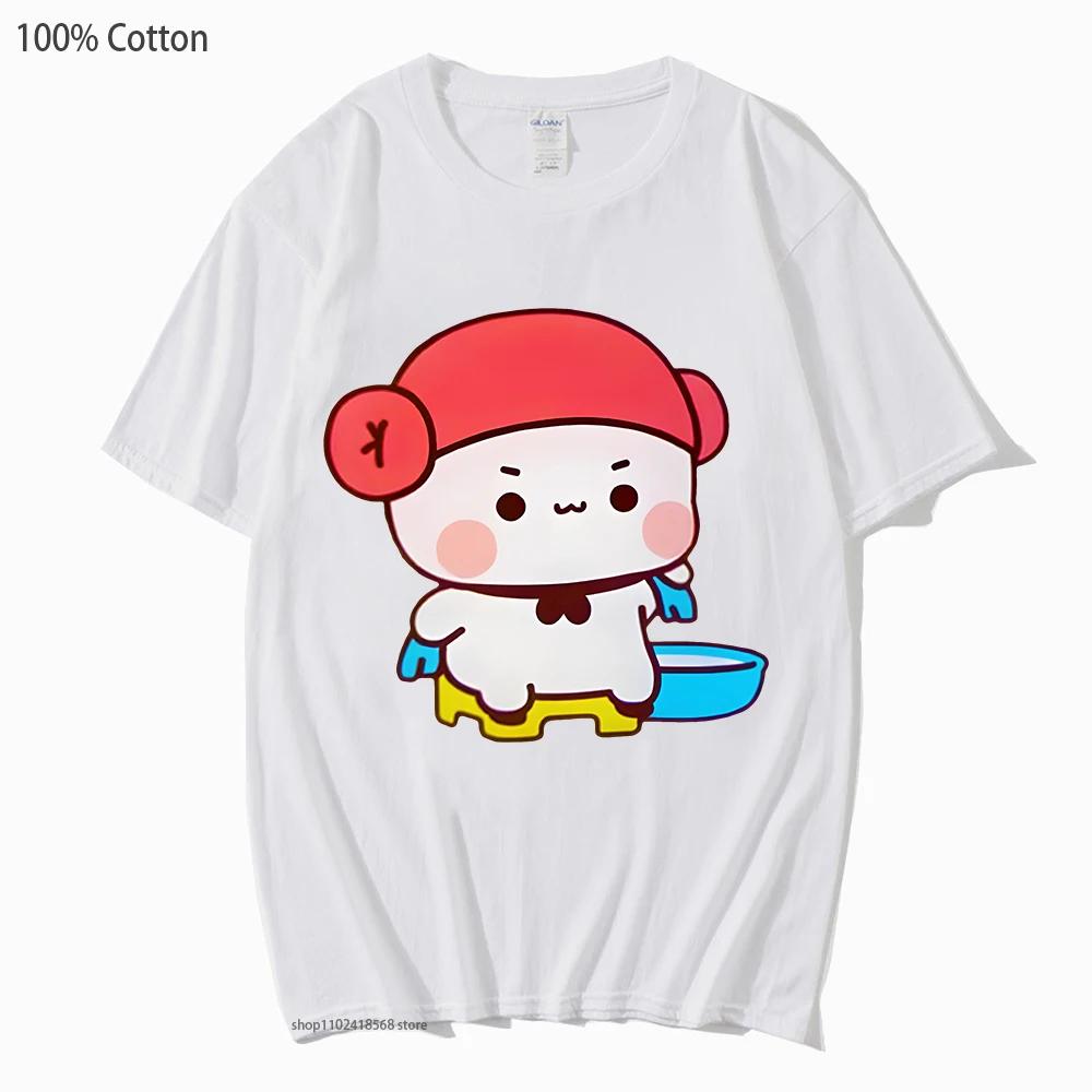 Mochi Panda and Brownie Bear Enjoying The Bath Shirt Cute Dudu and Bubu Couple T-Shirts Summer Clothes for Men Women
