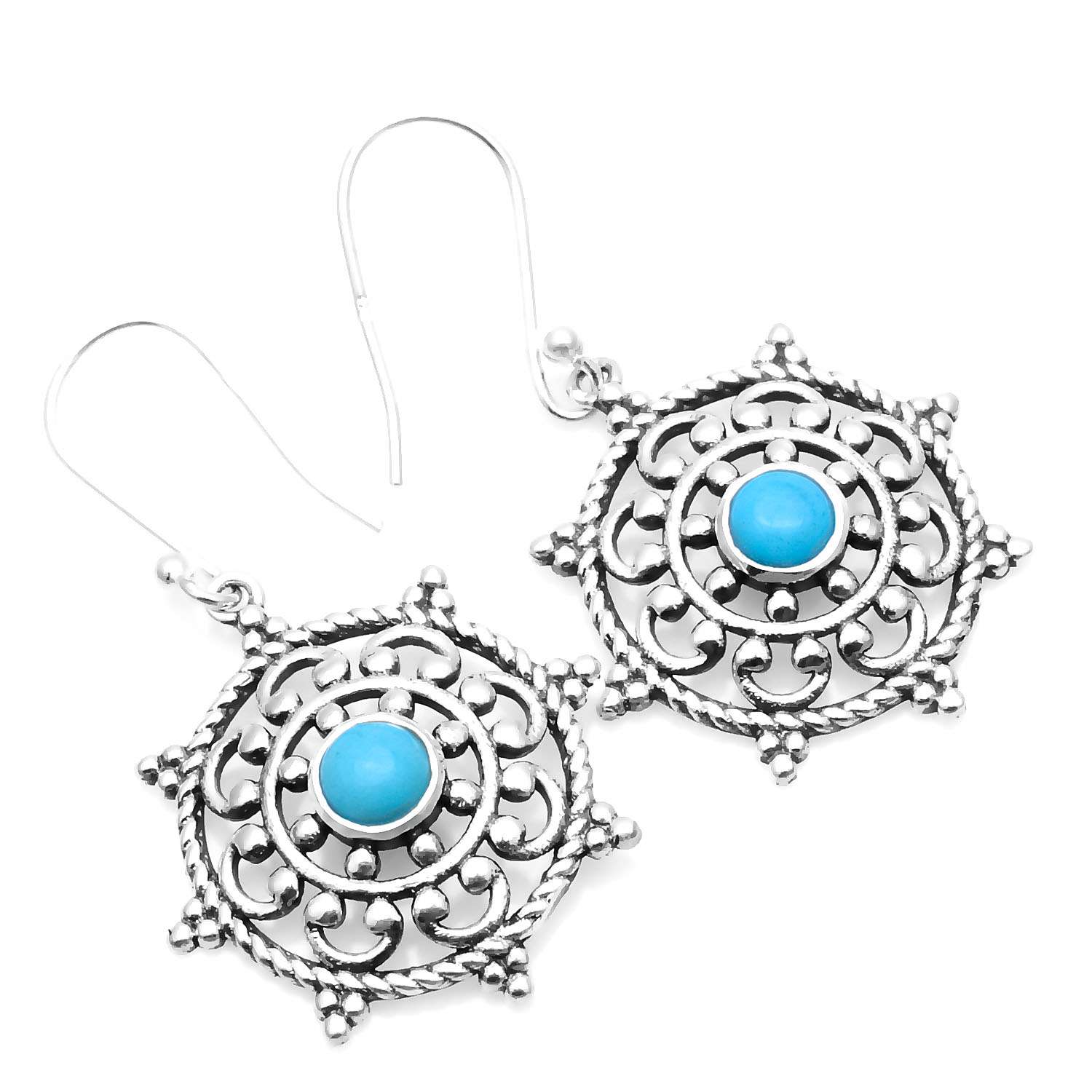 

Turquoise Gemstone Earrings Solid 925 Sterling Silver Handmade Earrings Jewelry Gift For Women And Girls E-1272