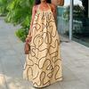 European and American Summer New African Casual Women's Clothing Neck Backless Loose Printing Dress