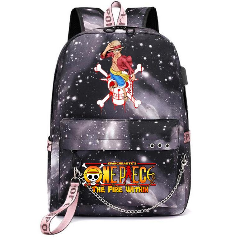 USB student school bag travel backpack printed One Piece casual trendy bag