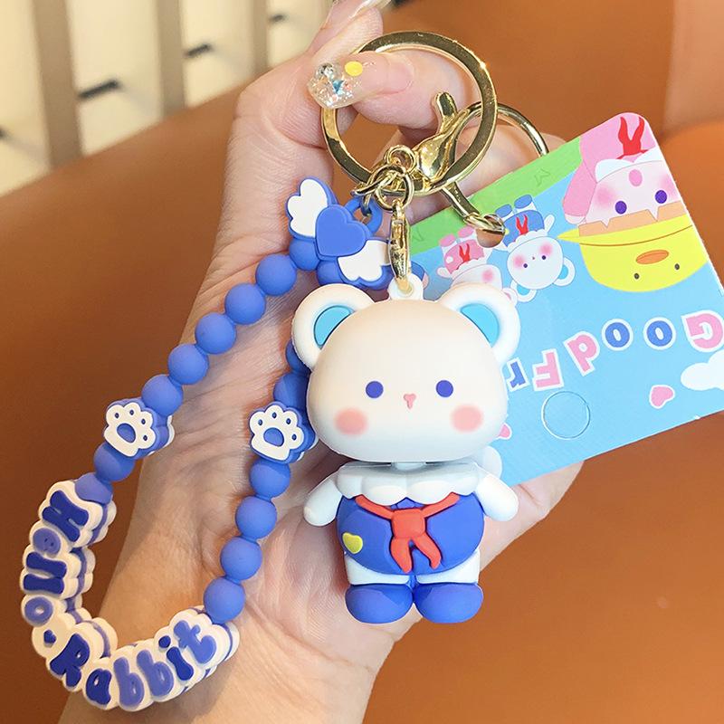 Children S Fun Fun Fun Fun Rabbit Keychain Creative Student School Bag Pendant Cartoon Bear Car Keychain Pendant