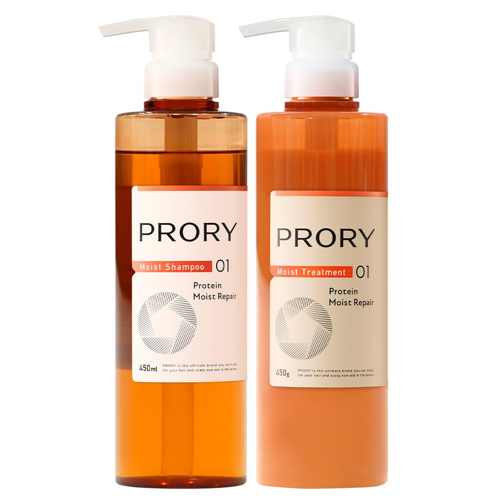 

PRORY Moisture Repair Shampoo and Treatment Set, Rinse-Out, Hair Restoration, Scalp Care, Frizz, Damage Care (450ml/450g)
