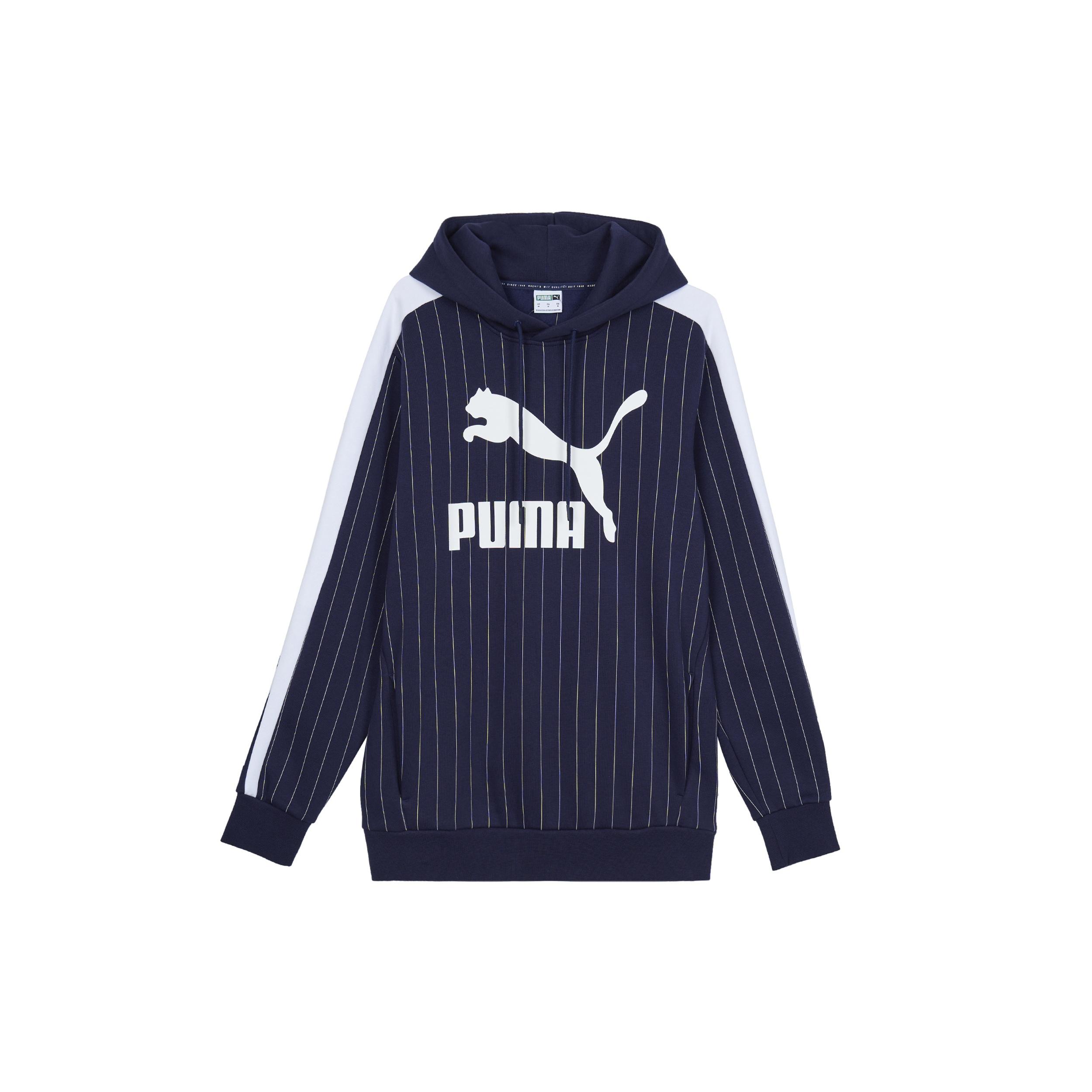 PUMA Pinstripe Hooded Pullover Fleece Men Blue Men s 530179-06 M