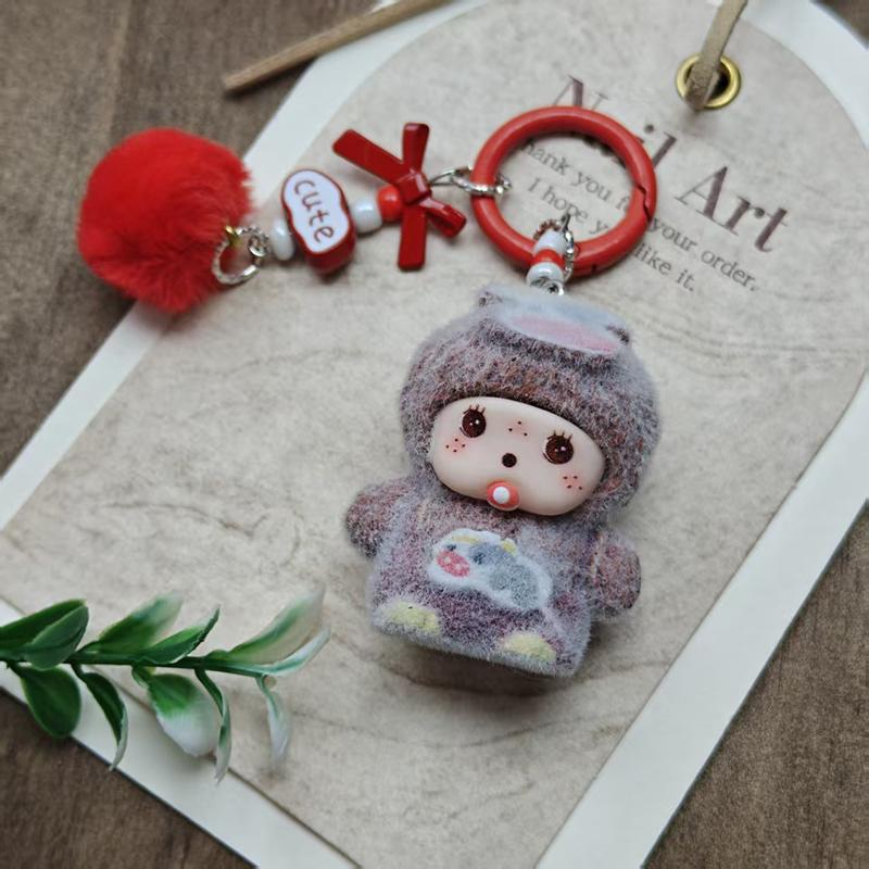 Monchhichi Key Rings for Pouches Adorable Key Rings Decoration Piece Monchhichi Accessories Monchhichi Decorations Funny Keyrings Playthings