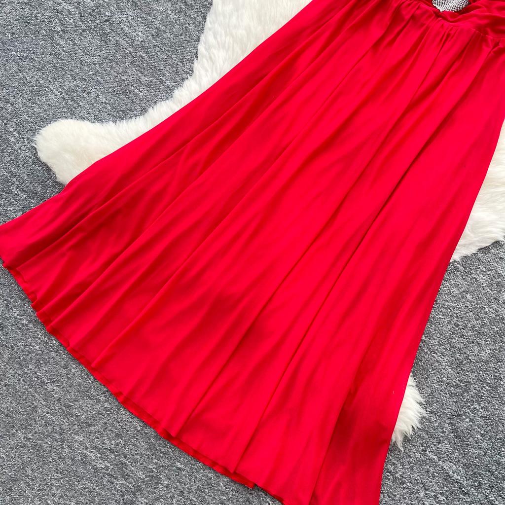 Summer V-neck Off Shoulder Strapless Mesh Midi-length Dresses Womens Sexy Halter Backless Buttons Deco Slim Beach Vacation Dress