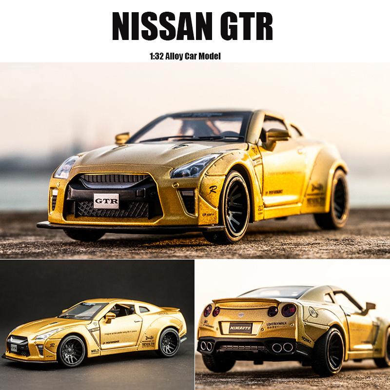 1/32 NISSAN GTR Race Legering Bilmodell Diecasts og leketøy Kjøretøy Lekebiler Gratis frakt Barneleker for barn Gaver Gutteleke