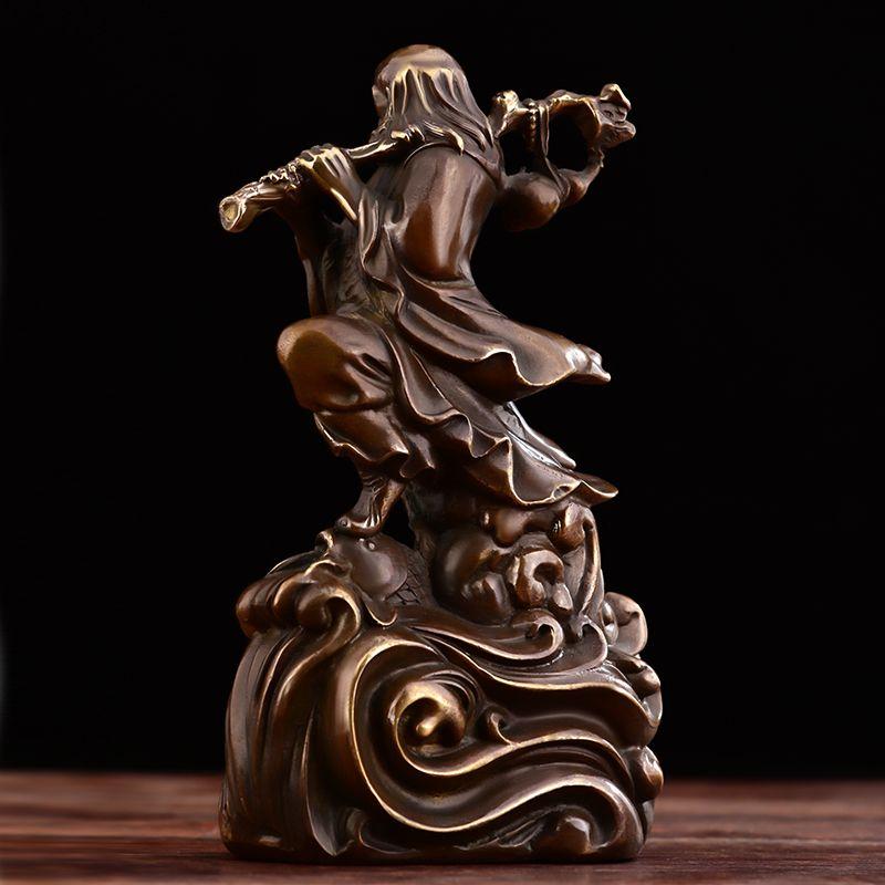 Chinesischer Stil Vintage Reines Kupfer Über den Fluss Setzen Zen-Inspirierte Handarbeiten Antike Figuren Buddha-Statuen Heimdekorationen