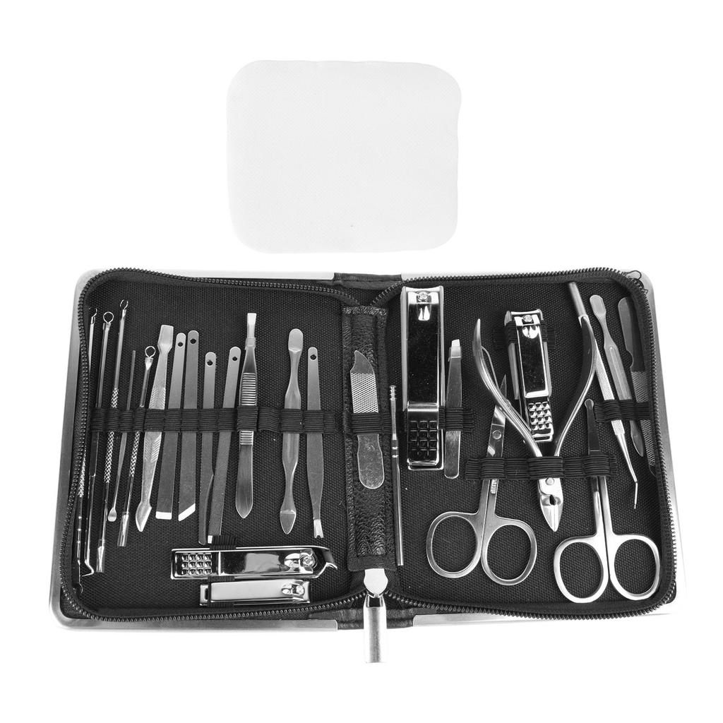 26PCS Manicure Set Black Nail Clippers Set Carbon Steel Manicure Tools Kit for Home Salon