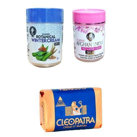 RSINC Afghan Classic Botanical Winter Skin Cream & Classic Afghan Snow Cream &  1 X Combo Cleopatra Beauty Soap
