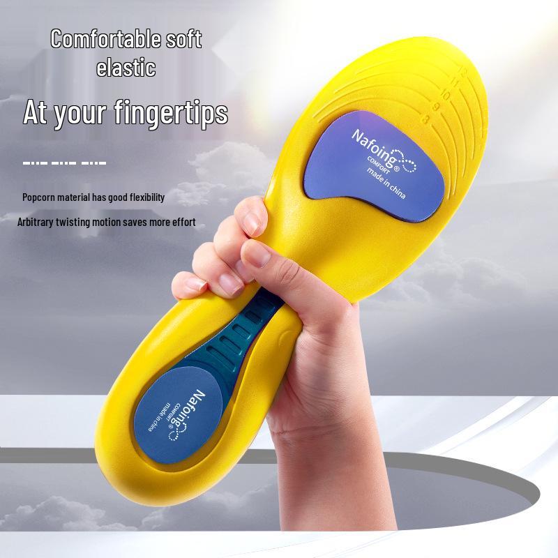 Men's Shock-Absorbing Summer Sports Insoles for Flat Arches - Soft, Sweat-Absorbing Full Pad with Heel Support.