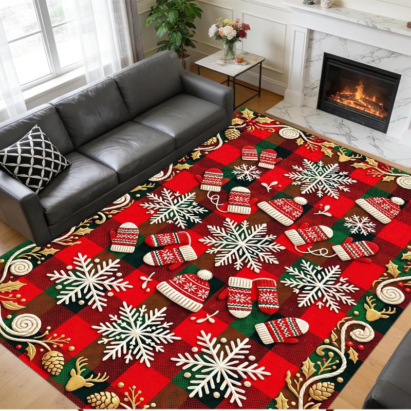 Christmas Printed Square Area Rug Soft Non Slip Floor Carpet For Bedroom Holiday Gift