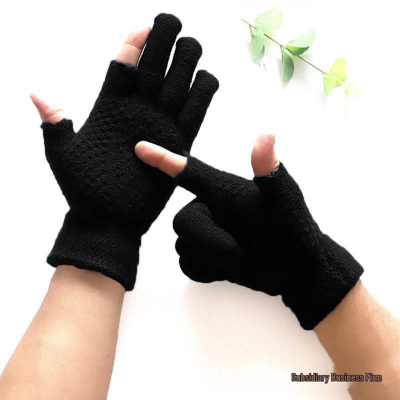 

Мужские зимние шерстяные перчатки на флисовой подкладке с возможностью работы с сенсорным экраном двумя пальцами для езды на велосипеде One Size