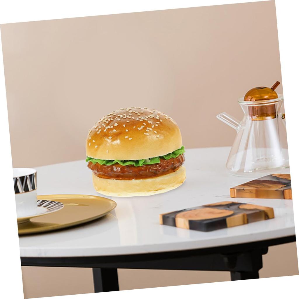NOLITOY Realistic Simulation Hamburger Model for Photography Food Table and Educational Pretend Textured and 2-Piece Props, Samples, Decorations,