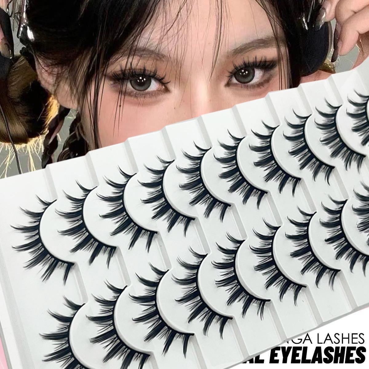 Natural Fairy Style One-Piece False Eyelashes with Pointed Tail and Hard Stem 5 pairs B-1 single lashes